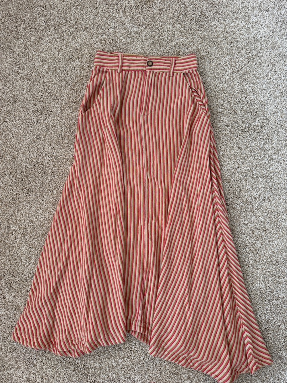 Free people Women's pink and Cream Striped A-Line Maxi Skirt